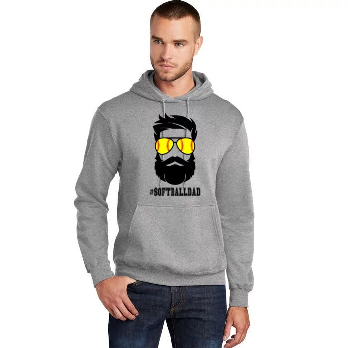 Softball Dad With Beard And Cool Sunglasses Cute Gift Tall Hoodie