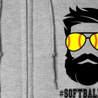 Softball Dad With Beard And Cool Sunglasses Cute Gift Full Zip Hoodie