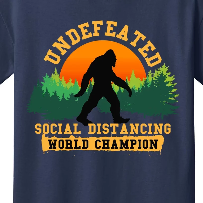 Social Distancing World Champion tee Funny Bigfoot tee Kids T-Shirt