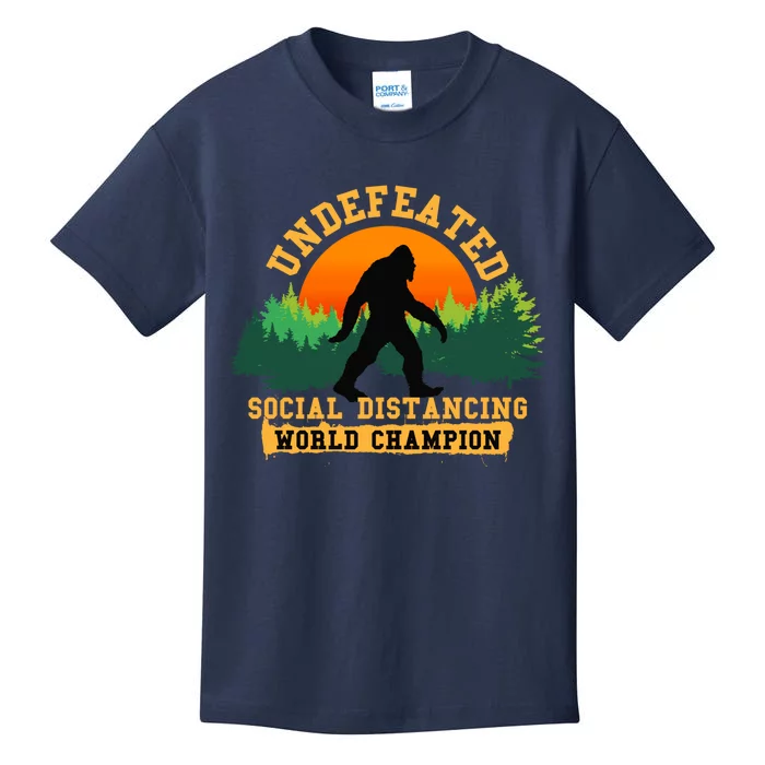 Social Distancing World Champion tee Funny Bigfoot tee Kids T-Shirt