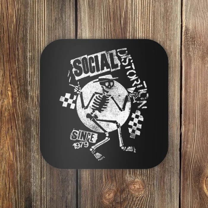 Social Distortion White Spray Skelly Coaster