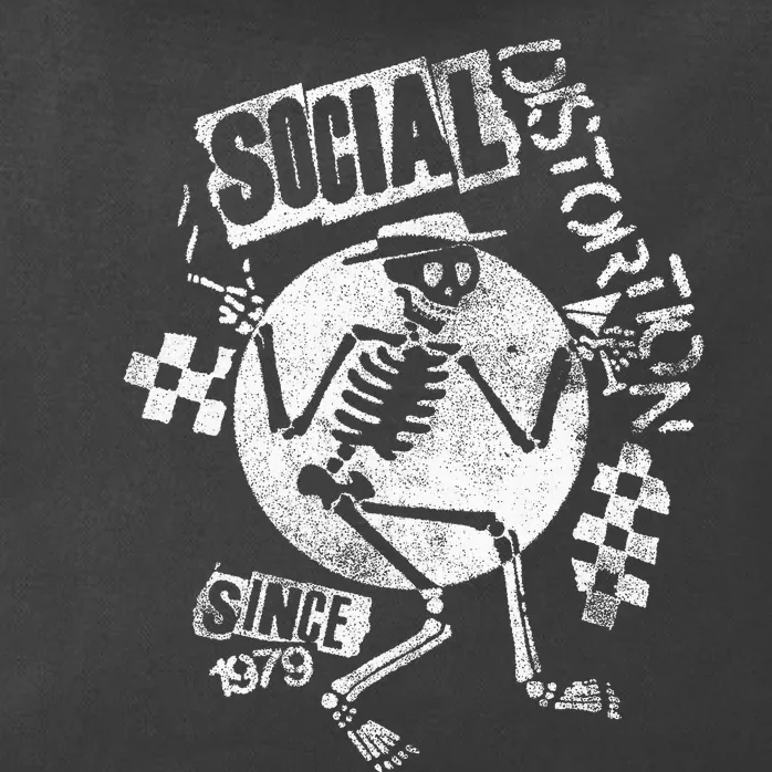 Social Distortion White Spray Skelly Zip Tote Bag