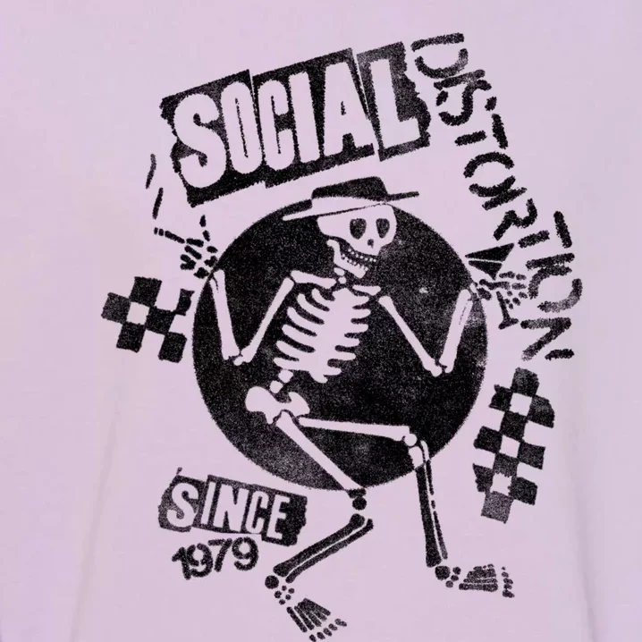 Social Distortion White Spray Skelly Garment-Dyed Sweatshirt