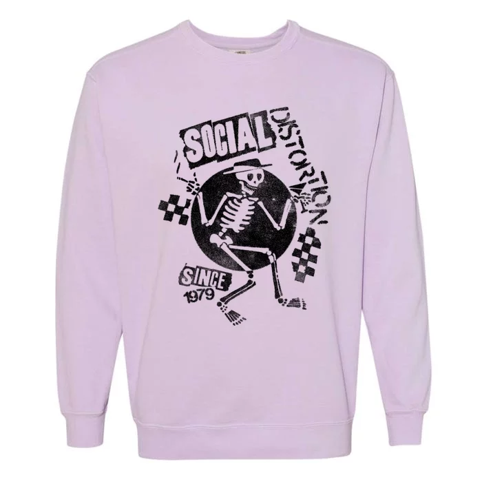 Social Distortion White Spray Skelly Garment-Dyed Sweatshirt