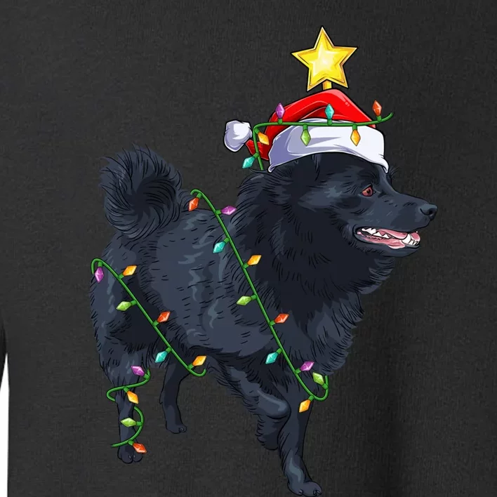 Schipperke Dog Xmas Lighting Tree Santa Schipperke Christmas Sweatshirt Toddler Sweatshirt