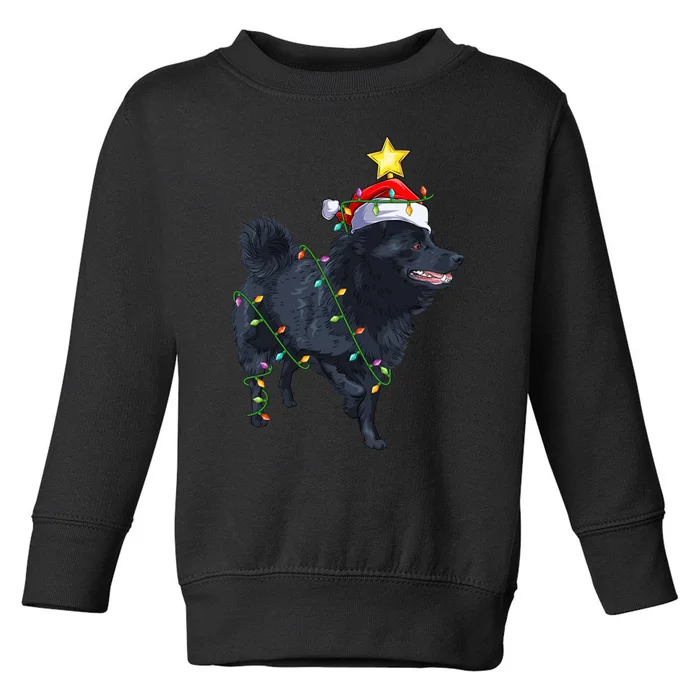 Schipperke Dog Xmas Lighting Tree Santa Schipperke Christmas Sweatshirt Toddler Sweatshirt