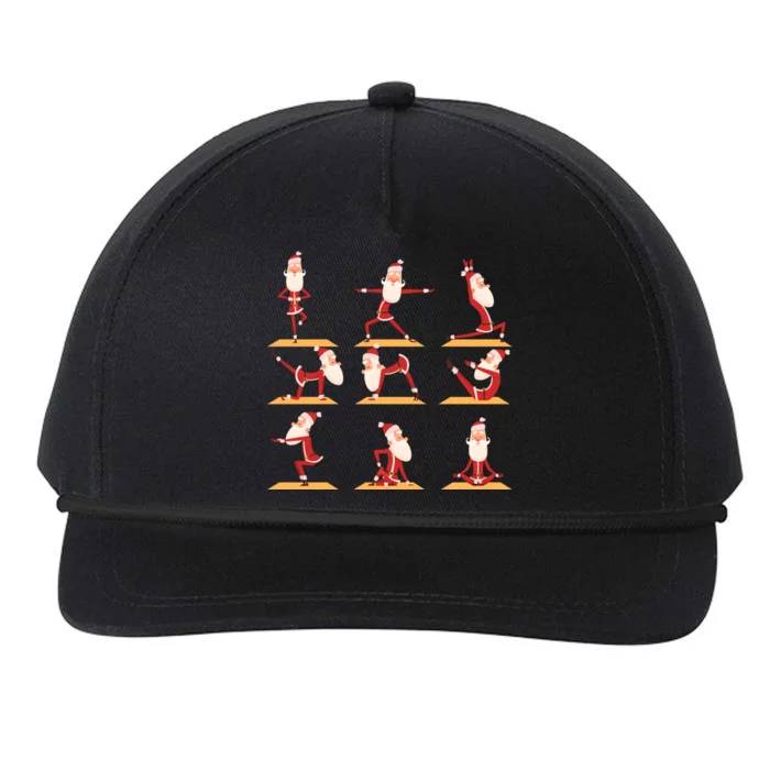 Santa Doing Yoga Exercises Poses Meditation Christmas Yoga Gift Snapback Five-Panel Rope Hat