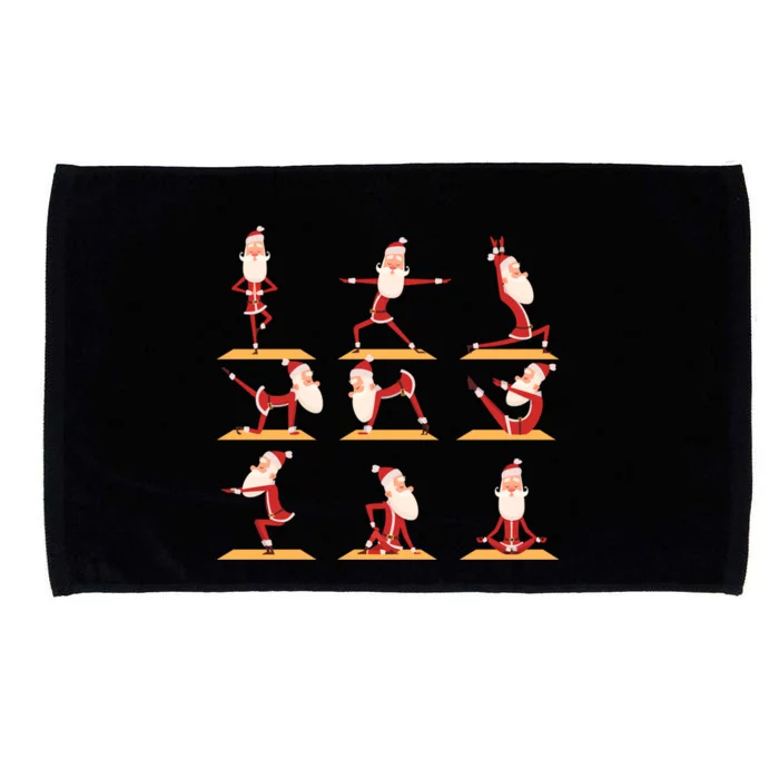 Santa Doing Yoga Exercises Poses Meditation Christmas Yoga Gift Microfiber Hand Towel