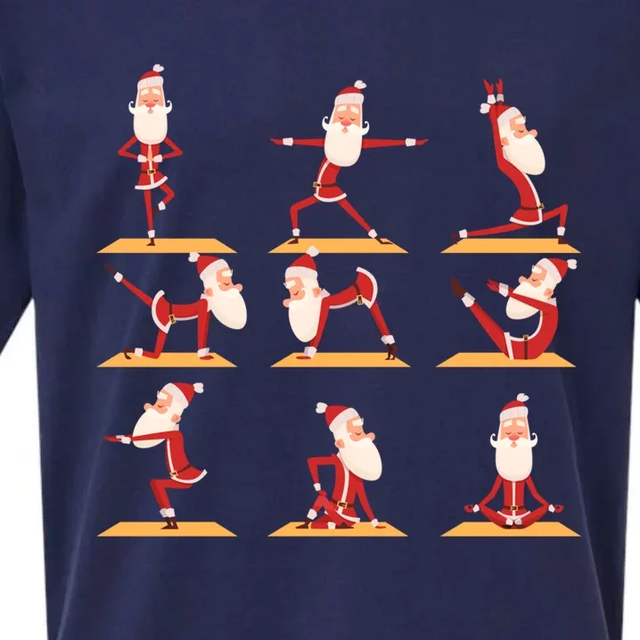 Santa Doing Yoga Exercises Poses Meditation Christmas Yoga Gift Sueded Cloud Jersey T-Shirt