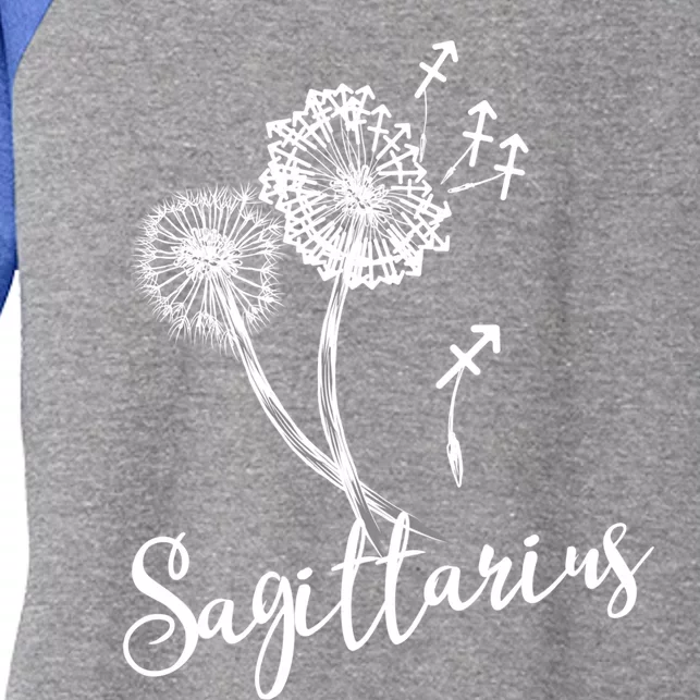 Sagittarius Dandelion Zodiac Sign Floral Horoscope Gift Women's Tri-Blend 3/4-Sleeve Raglan Shirt