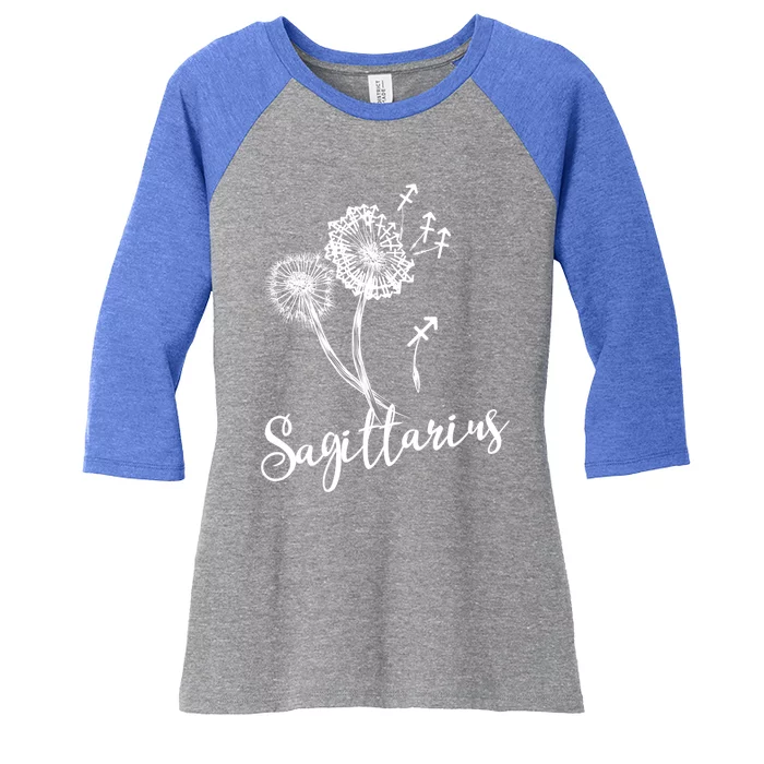 Sagittarius Dandelion Zodiac Sign Floral Horoscope Gift Women's Tri-Blend 3/4-Sleeve Raglan Shirt