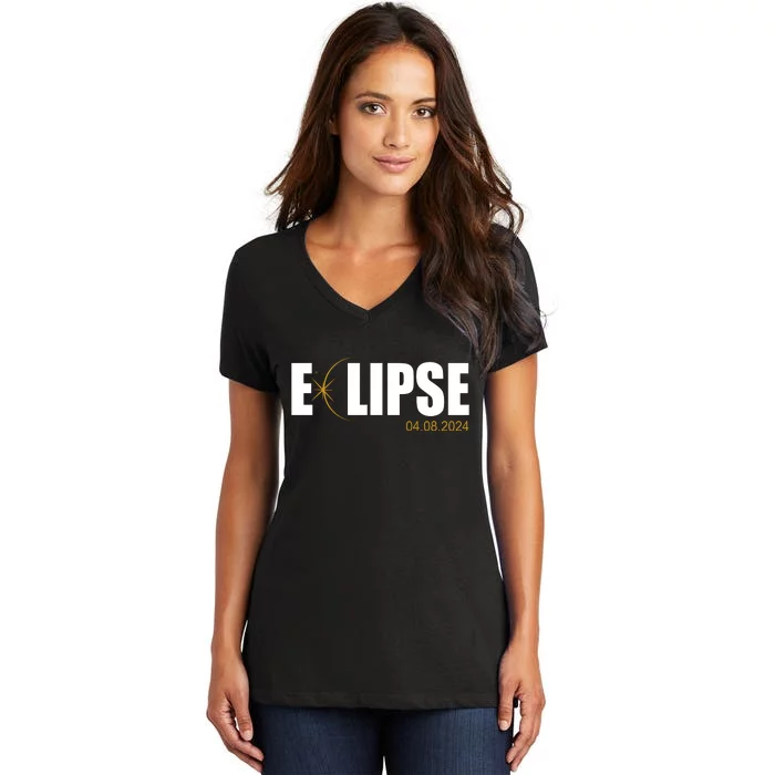 Solar Eclipse 04.08.24 Women's V-Neck T-Shirt