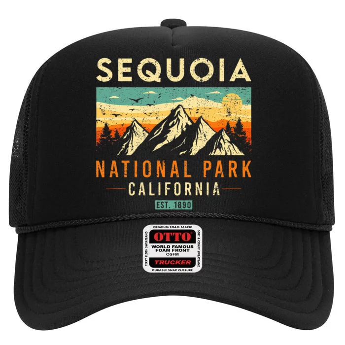 Sequoia Est. 1890 Retro California National Park High Crown Mesh Trucker Hat