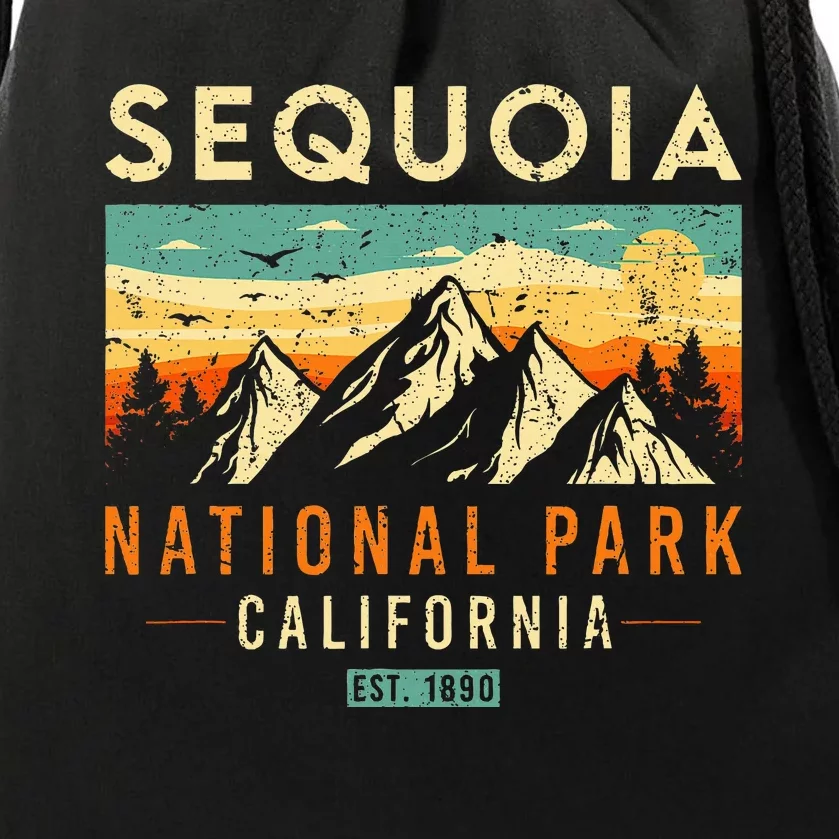 Sequoia Est. 1890 Retro California National Park Drawstring Bag