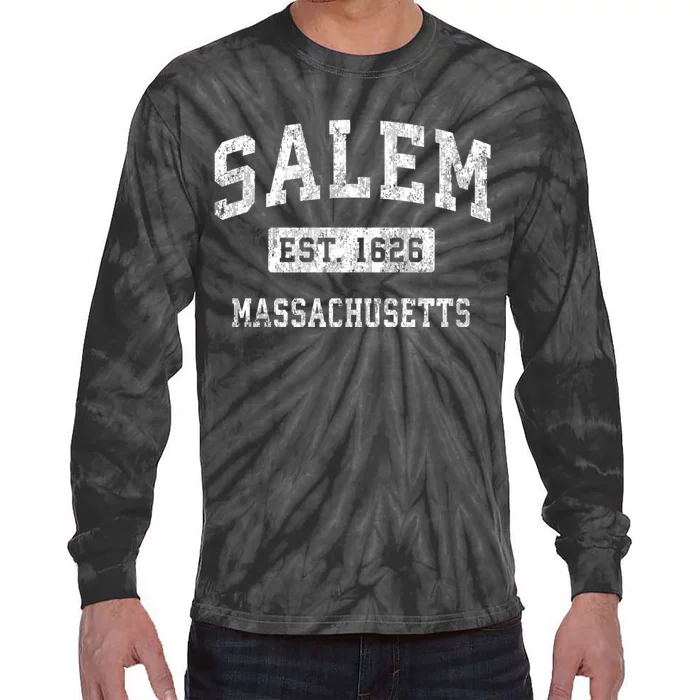 Salem Est 1626 Massachusetts Ma Vintage Established Sports Design Tie-Dye Long Sleeve Shirt