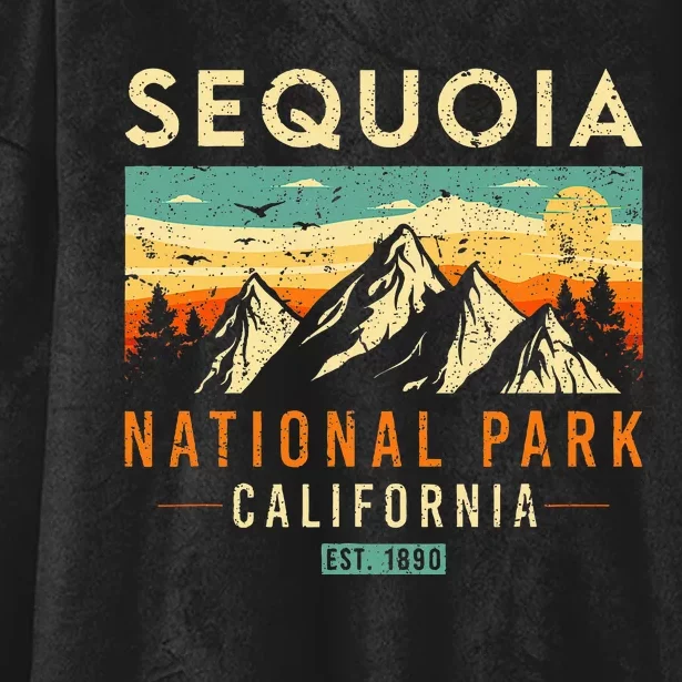 Sequoia Est. 1890 Retro California National Park Hooded Wearable Blanket