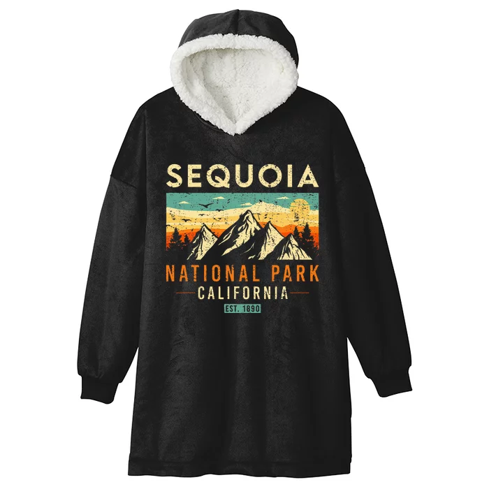 Sequoia Est. 1890 Retro California National Park Hooded Wearable Blanket