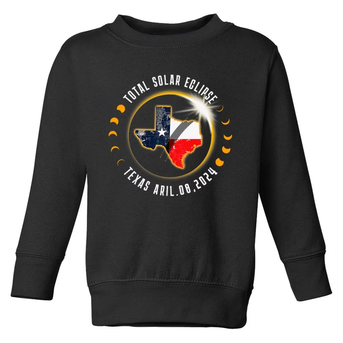 Solar Eclipse 2024 Total Solar Eclipse State Texas Toddler Sweatshirt