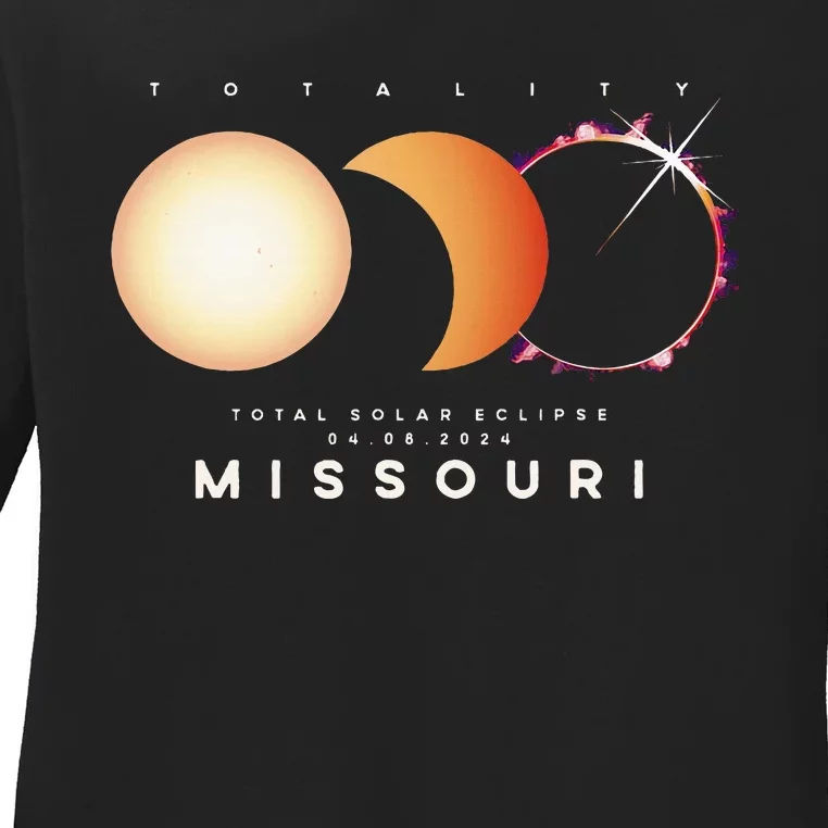 Solar Eclipse 2024 Missouri Total Eclipse American Graphic Ladies Long Sleeve Shirt