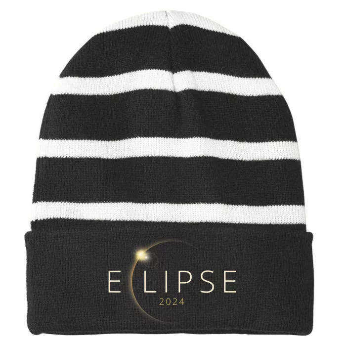 Solar Eclipse 2024 Total Solar Eclipse 4.08.24 Striped Beanie with Solid Band