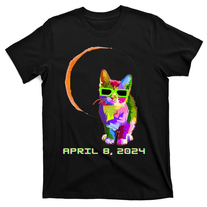 Solar Eclipse 2024 Cat Wearing Solar Eclipse Glasses T-Shirt