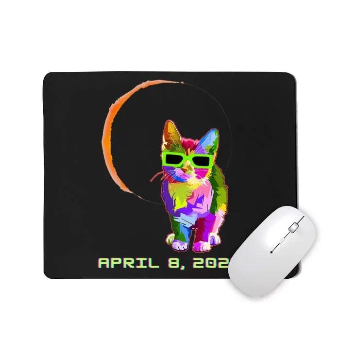 Solar Eclipse 2024 Cat Wearing Solar Eclipse Glasses Mousepad