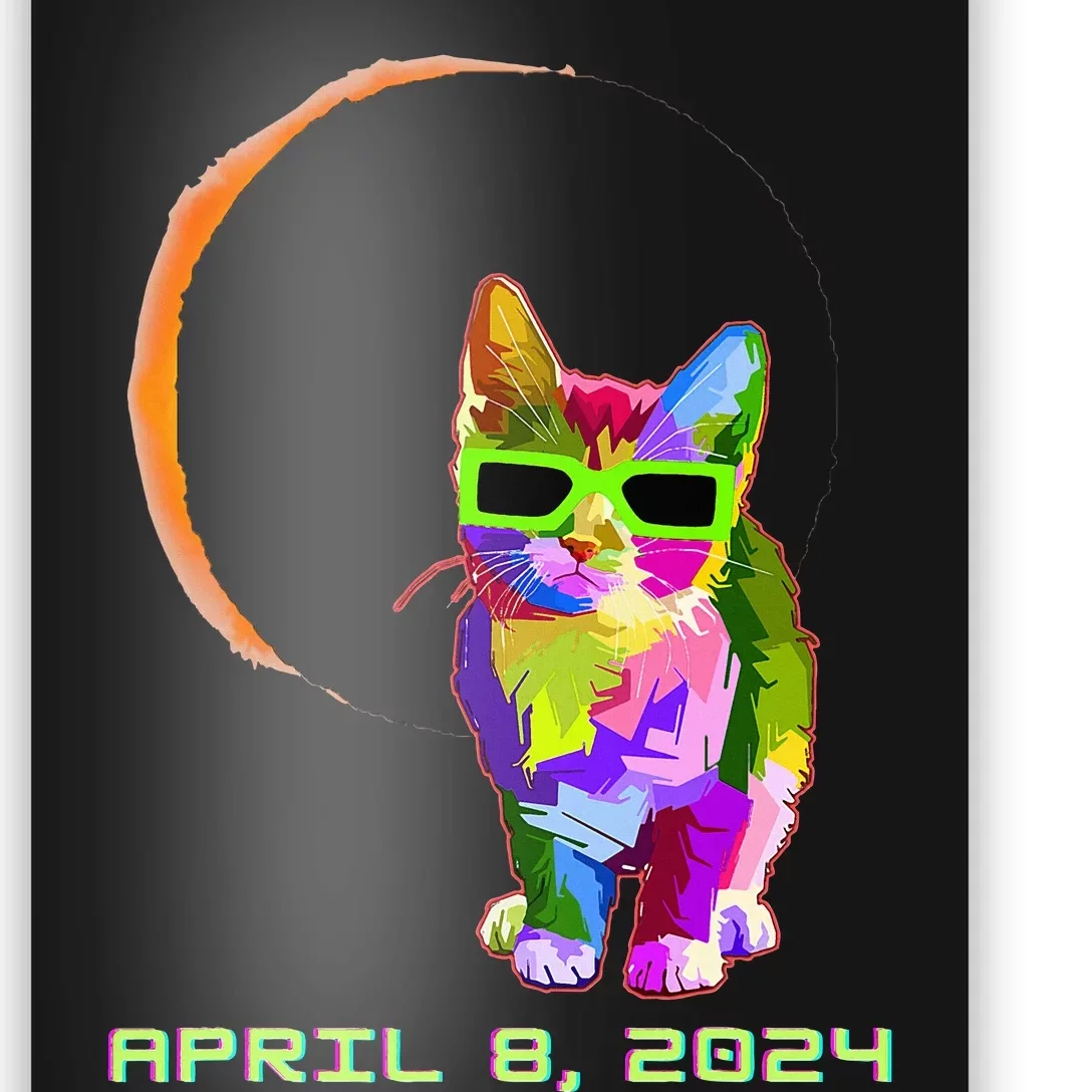 Solar Eclipse 2024 Cat Wearing Solar Eclipse Glasses Poster