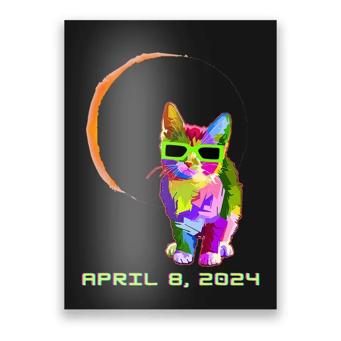 Solar Eclipse 2024 Cat Wearing Solar Eclipse Glasses Poster