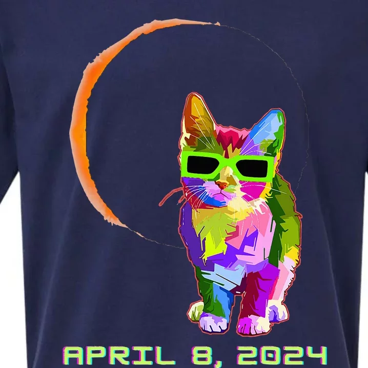 Solar Eclipse 2024 Cat Wearing Solar Eclipse Glasses Sueded Cloud Jersey T-Shirt