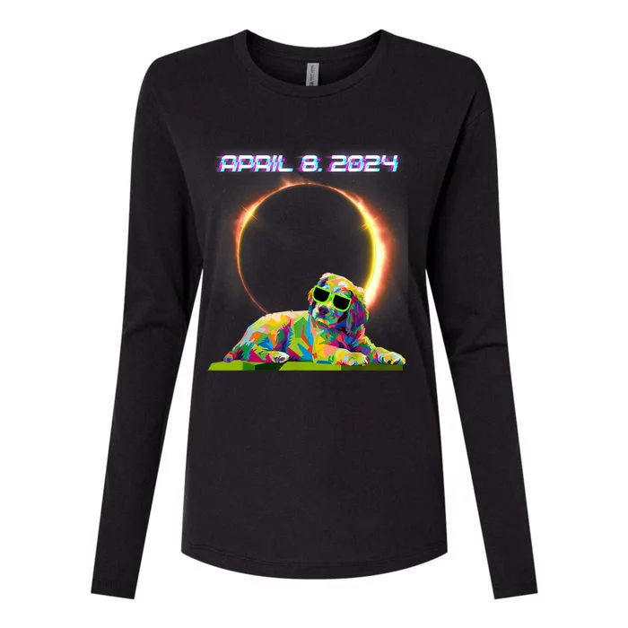 Solar Eclipse 2024 April 8 Dog Solar Eclipse Glasses Womens Cotton Relaxed Long Sleeve T-Shirt