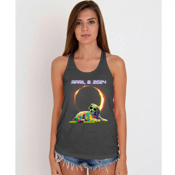 Solar Eclipse 2024 April 8 Dog Solar Eclipse Glasses Women's Knotted Racerback Tank