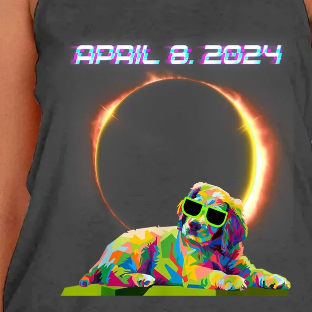 Solar Eclipse 2024 April 8 Dog Solar Eclipse Glasses Women's Knotted Racerback Tank