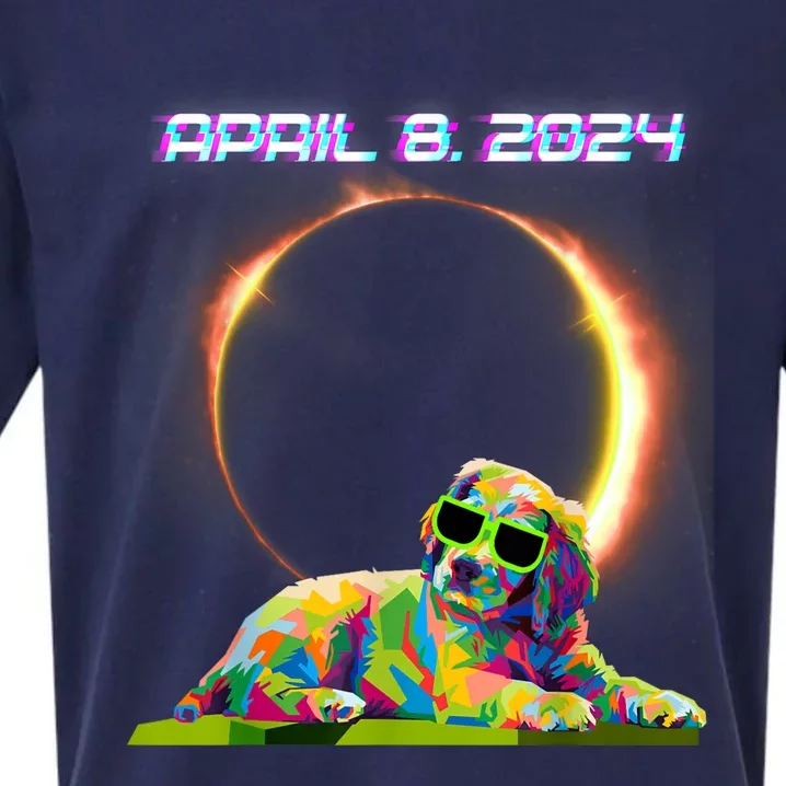 Solar Eclipse 2024 April 8 Dog Solar Eclipse Glasses Sueded Cloud Jersey T-Shirt