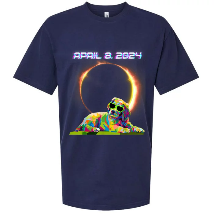 Solar Eclipse 2024 April 8 Dog Solar Eclipse Glasses Sueded Cloud Jersey T-Shirt