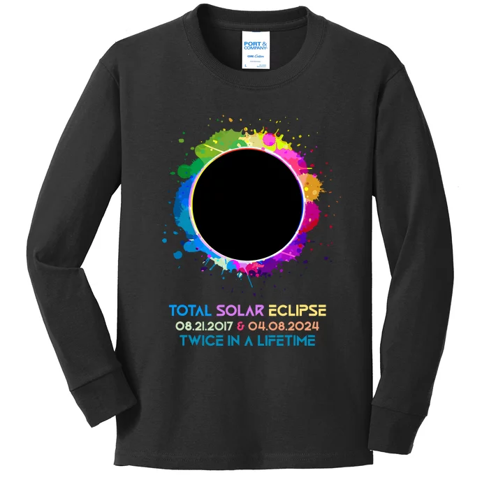 Solar Eclipse 2024 Twice In A Lifetime 2017 Totality Kids Long Sleeve Shirt