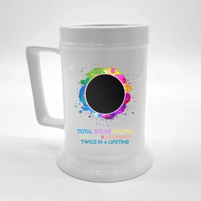 Solar Eclipse 2024 Twice In A Lifetime 2017 Totality Front & Back Beer Stein