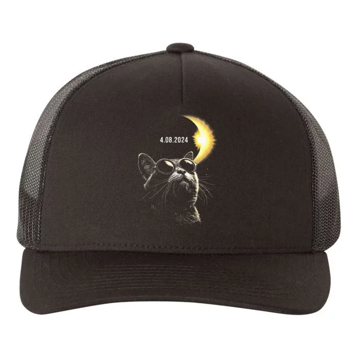 Solar Eclipse 2024 Total Eclipse April 8th 2024 Cat Yupoong Adult 5-Panel Trucker Hat