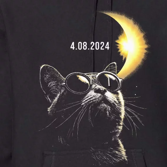 Solar Eclipse 2024 Total Eclipse April 8th 2024 Cat Premium Hoodie