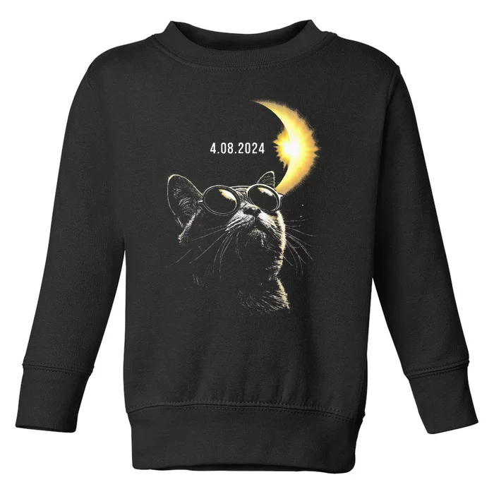 Solar Eclipse 2024 Total Eclipse April 8th 2024 Cat Toddler Sweatshirt