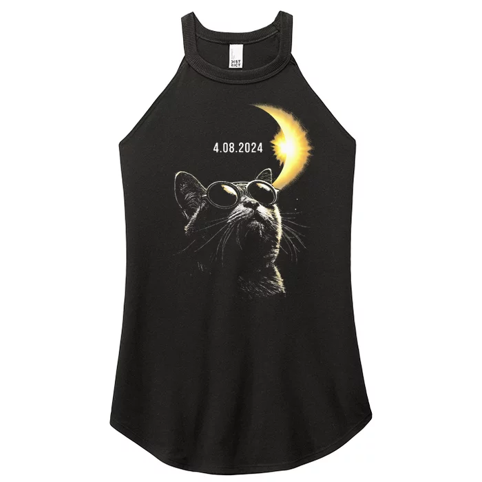 Solar Eclipse 2024 Total Eclipse April 8th 2024 Cat Women’s Perfect Tri Rocker Tank