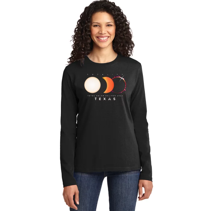 Solar Eclipse 2024 Texas Total Eclipse America Ladies Long Sleeve Shirt