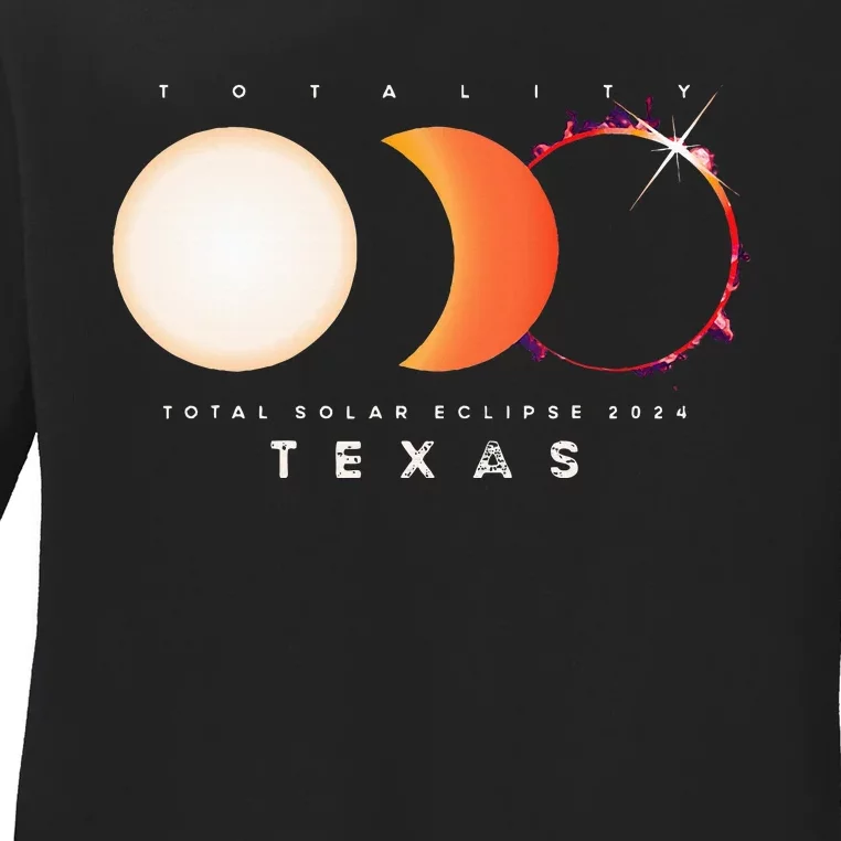 Solar Eclipse 2024 Texas Total Eclipse America Ladies Long Sleeve Shirt