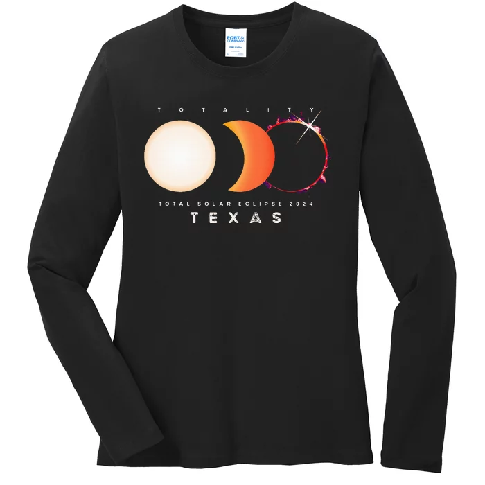 Solar Eclipse 2024 Texas Total Eclipse America Ladies Long Sleeve Shirt