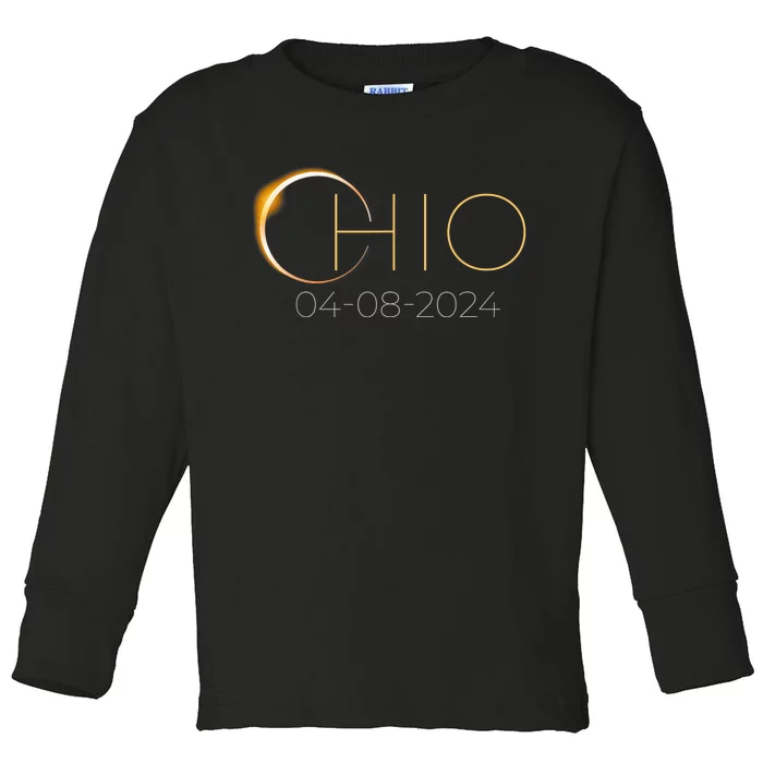 Solar Eclipse 2024 State Ohio Total Solar Eclipse Toddler Long Sleeve Shirt