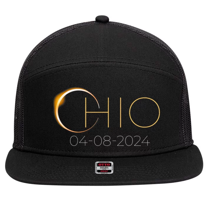 Solar Eclipse 2024 State Ohio Total Solar Eclipse 7 Panel Mesh Trucker Snapback Hat