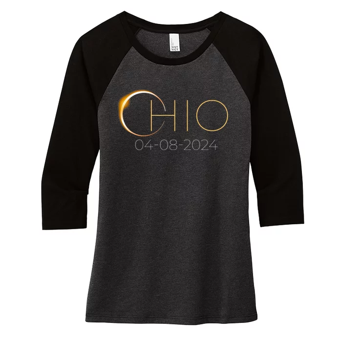 Solar Eclipse 2024 State Ohio Total Solar Eclipse Women's Tri-Blend 3/4-Sleeve Raglan Shirt