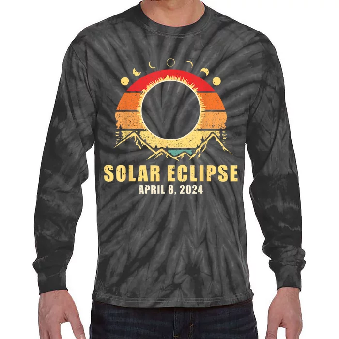 Solar Eclipse 2024 Total Solar Eclipse April 8 2024 Tie-Dye Long Sleeve Shirt