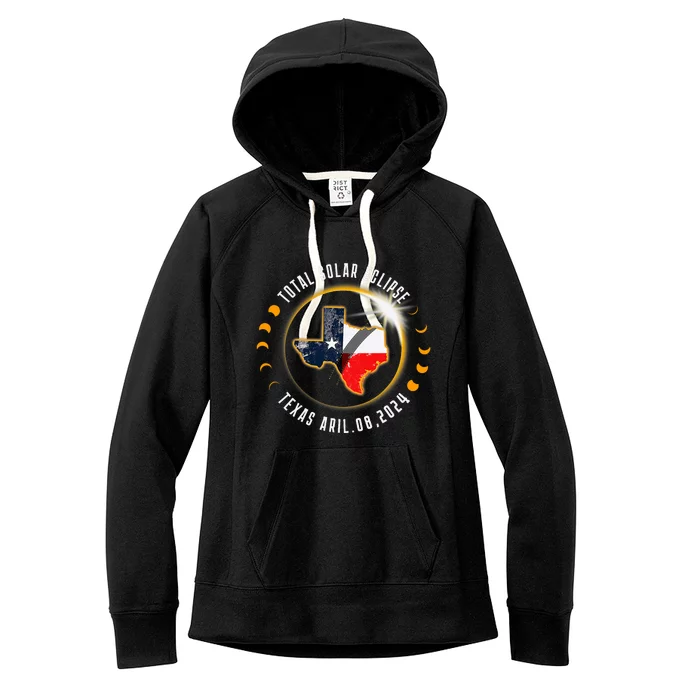 Solar Eclipse 2024 Total Solar Eclipse State Texas Women's Fleece Hoodie