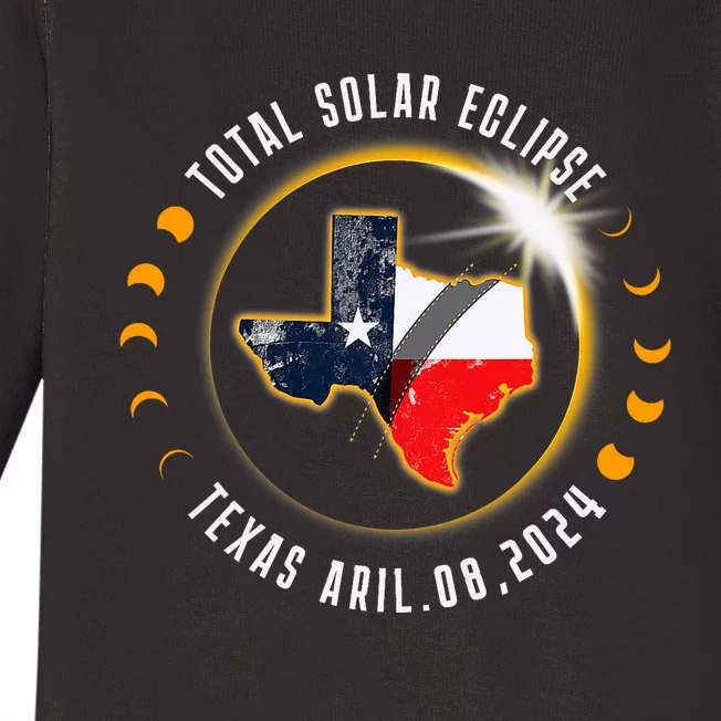 Solar Eclipse 2024 Total Solar Eclipse State Texas Baby Long Sleeve Bodysuit