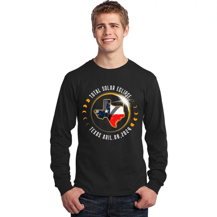 Solar Eclipse 2024 Total Solar Eclipse State Texas Tall Long Sleeve T-Shirt